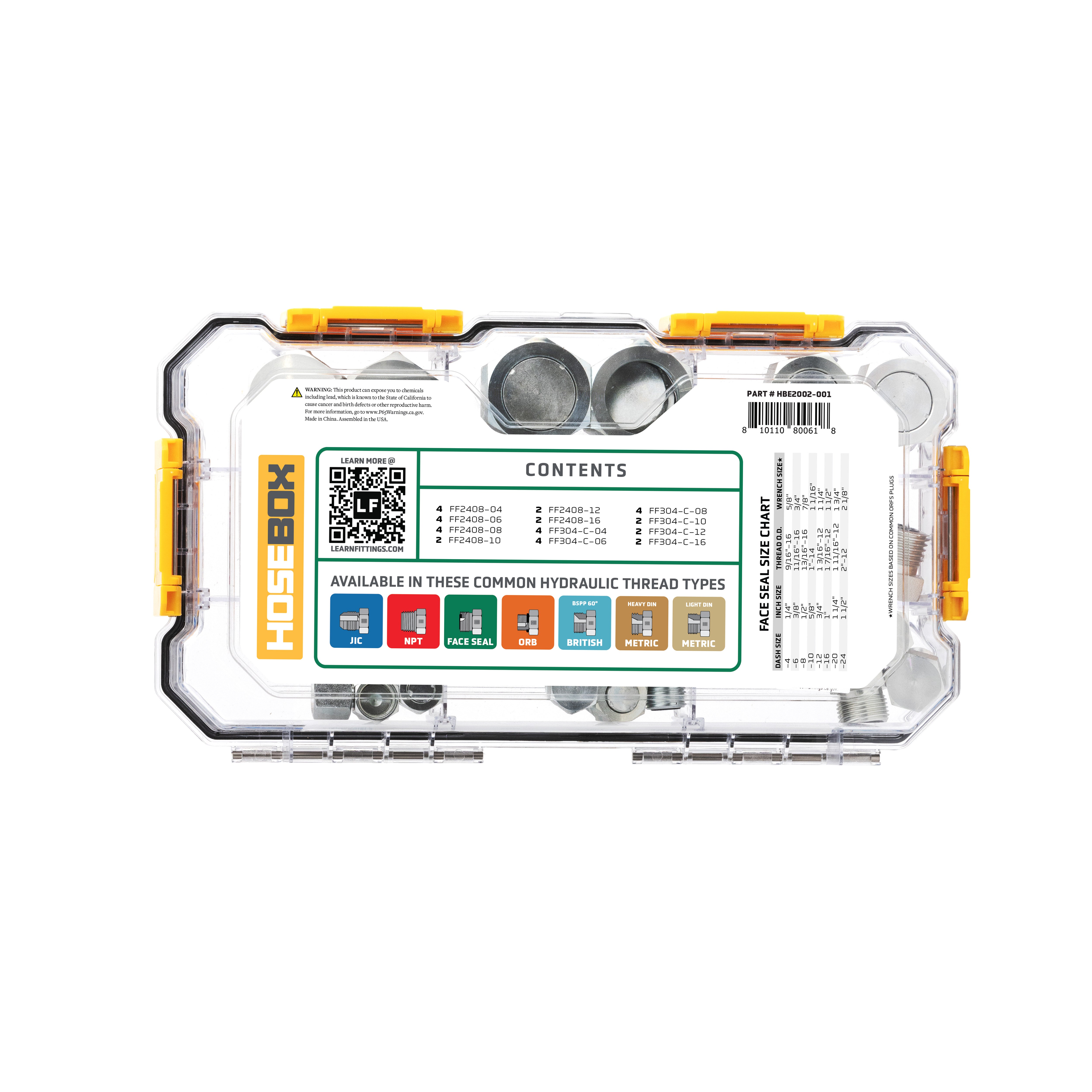 FACE SEAL CAPS AND PLUGS FITTING PACK