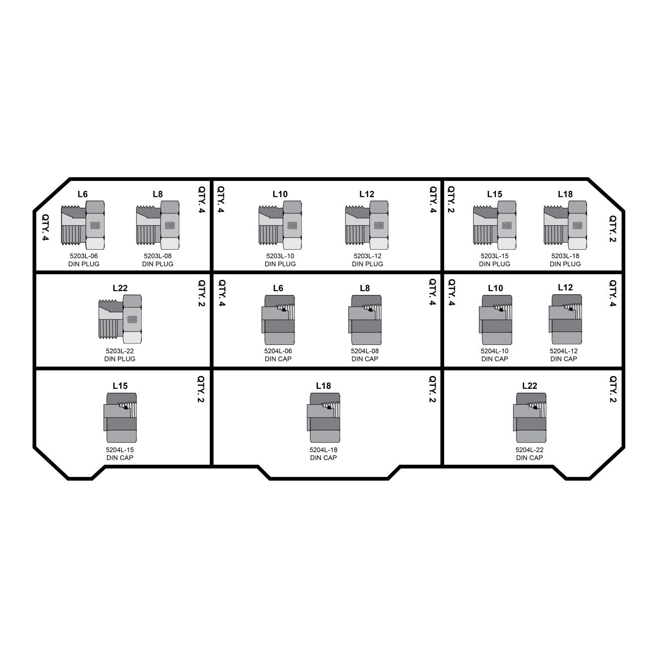 LIGHT DIN Fittings Tower - GetHydraulics