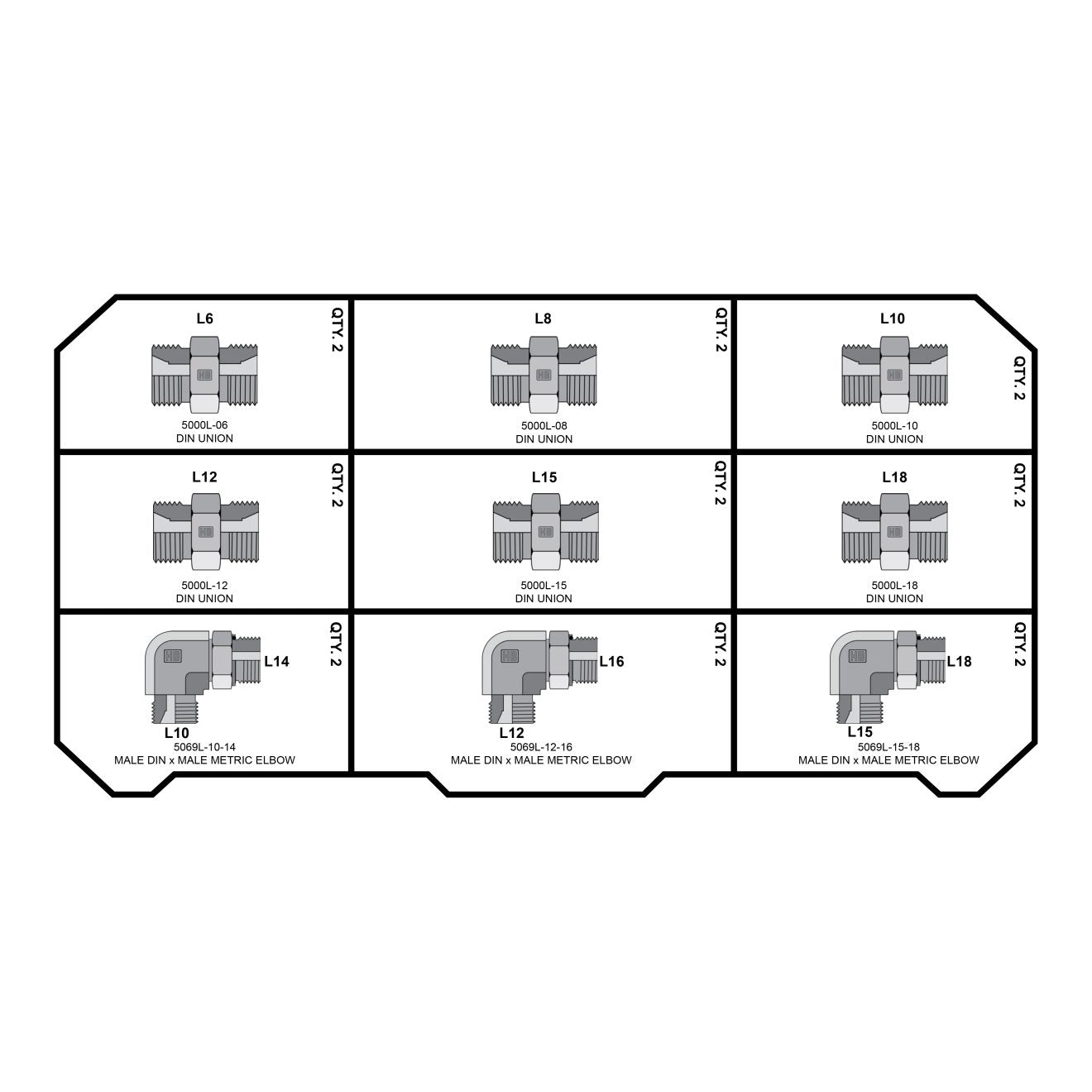 LIGHT DIN Fittings Tower - GetHydraulics