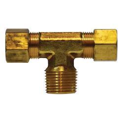 00072 - 0404 Branch Tee, 1/4 - in Compression x 1/4 - in Compression x 1/4 - in MPT, Brass - GetHydraulics.com