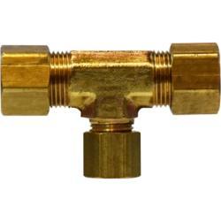 00084 - 050504 Reducing Tee, 5/16 in Compression x 5/16 in Compression x 1/4 in Compression, Brass - GetHydraulics.com