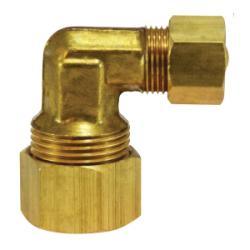00085 - 1008 90 deg Reducing Elbow, 5/8 in Compression x 1/2 in Compression, Brass - GetHydraulics.com