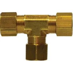 00164 - 08 Tee, 1/2 in Compression x 1/2 in Compression x 1/2 in Compression, Brass - GetHydraulics.com