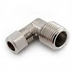 00669 - 0606 - 003 Male 90 - deg Elbow, 3/8 - in Compression x 3/8 - in Male NPTF, Brass, Chrome - Plated - GetHydraulics.com