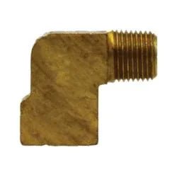 00889 - 0404 90 deg Elbow, 1/4 in Threaded x 1/4 in MNPTF, Brass - GetHydraulics.com