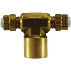 02677 - 0406 Branch Tee, 1/4 in Tube OD x 1/4 in Tube OD x 3/8 in FNPT, Brass - GetHydraulics.com
