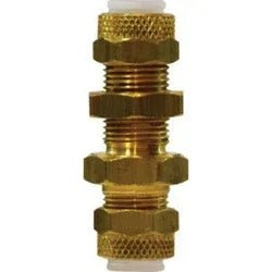 02683 - 06 Bulkhead Tank Union, 3/8 in Flareless x 3/8 in Flareless, Brass - GetHydraulics.com