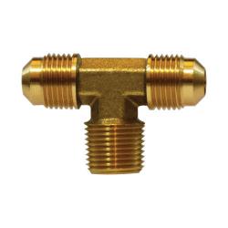 04045 - 080608 Branch Tee, 1/2 in SAE 45 deg Male Flared x 1/2 in SAE 45 deg Male Flared x 3/8 in MNPT, Brass - GetHydraulics.com
