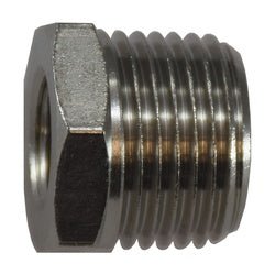 06110 - 0402 - 003 Light Pattern Hex Bushing, 1/4 - in Male NPTF x 1/8 - in Female NPTF, 0.62 in, Brass, Nickel - Plated - GetHydraulics.com