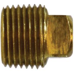 06114 - 12 Square Head Solid Plug, 3/4 in MPT, 1.09 in, Brass - GetHydraulics.com