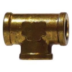 06206 - 020204 Reducing Tee, 1/8 in FNPT x 1/8 in FNPT x 1/4 in FNPT, Brass - GetHydraulics.com