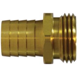 07048 - 1212 Short Shank Male End Hex Adapter, 3/4 in Garden Hose Barbed x 3/4 in MGH, Brass - GetHydraulics.com