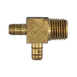 07071 - 0202 Mini Run Tee, 1/8 - in Mini Barb x 1/8 - in Male NPTF x 1/8 - in Mini Barb, Brass - GetHydraulics.com