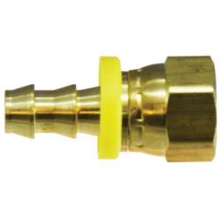 07208 - 0808 Swivel Adapter, 1/2 in Push - On Hose Barbed x 1/2 in Female Ball Seat Swivel, Brass - GetHydraulics.com