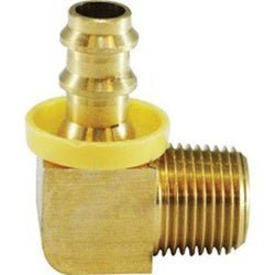 07220 - 0808 - 003 Pipe Elbow, 1/2 in Push - On Hose Barbed x 1/2 in MNPT, Brass, Nickel - Plated - GetHydraulics.com