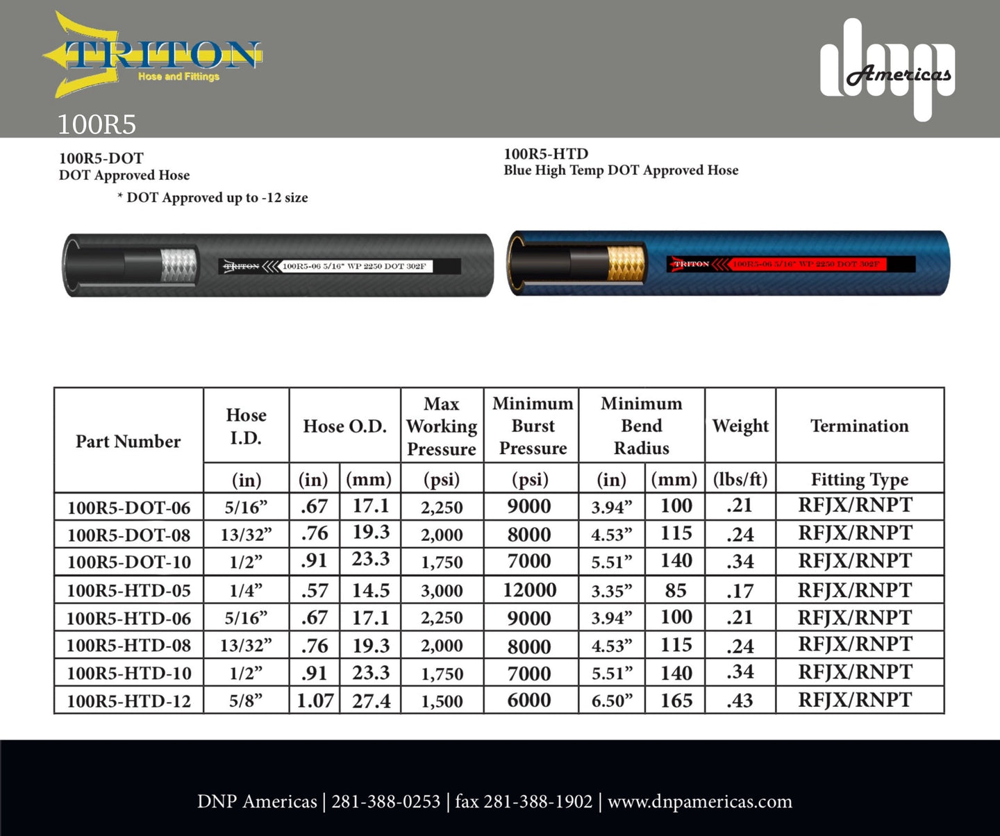100R5 - DOT - 10 DNP Americas Hydraulic Hose - GetHydraulics.com
