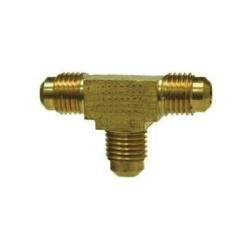 10159B Barstock Union Tee, 1/4 - in SAE 45 - deg Flared x 1/4 - in SAE 45 - deg Flared x 1/4 in, Brass - GetHydraulics.com
