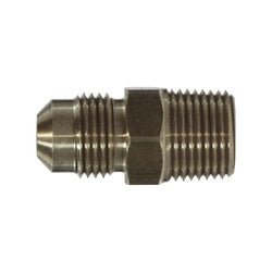 10263N SAE 45 - deg Flare Adapter, 3/8 - in Male Flared x 1/4 - in Male NPTF, Nickel - Plated Brass - GetHydraulics.com