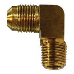 10303B 90 deg Barstock Elbow, 5/8 in Male Flared x 1/2 in Male NPTF, Brass - GetHydraulics.com