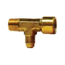 10383 Adapter Tee/Service Tee, 1/4 in MIP x 1/4 in FIP x 1/4 in SAE 45 deg Male Flared, Brass - GetHydraulics.com