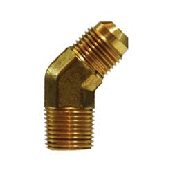 10447 45 deg Elbow, 1/4 in Male SAE 45 deg Flared x 3/8 in MNPTF, Brass - GetHydraulics.com