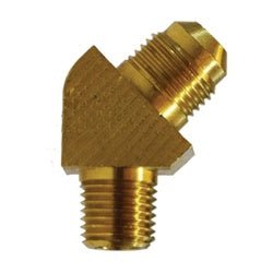 10449B 45 deg Barstock Elbow, 1/4 in Male SAE 45 deg Flared x 1/4 in MPT, Brass - GetHydraulics.com