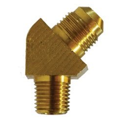 10456B 45 deg Barstock Elbow, 1/2 in Male SAE 45 deg Flared x 1/2 in MNPTF, Brass - GetHydraulics.com
