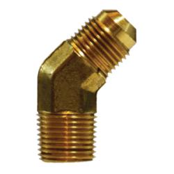 10458 45 deg Elbow, 3/4 in Male Flared x 1/2 in Male NPTF, Brass - GetHydraulics.com