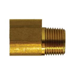 12114 45 deg Elbow, 1/2 in Inverted Flared x 1/4 in Male NPTF, Brass - GetHydraulics.com
