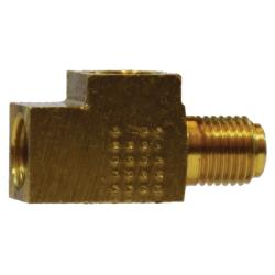 12151 Towed Trailer Brake Tee, 1/4 - in Inverted Flared Seat x 1/4 - in Inverted Flared x 1/4 in, Brass - GetHydraulics.com