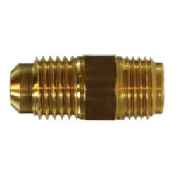 12252 SAE Flare Adapter, 1/4 - in Male SAE Flared x 1/4 - in Male Inverted Flare, Brass - GetHydraulics.com