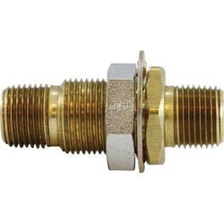 129A - 391FC3 - BN Bulkhead Connector with Nut, 1/4 in FPT x 1/2 in MPT, Brass - GetHydraulics.com
