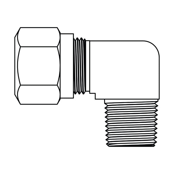 1469 - 12 - 12 Tube to Pipe Elbow 90°, Brass DOT Air Brake Fitting - GetHydraulics