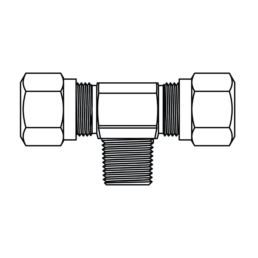 1472 - 04 - 04 - 04 Tube to Pipe Branch Tee, Brass DOT Air Brake Fitting - GetHydraulics