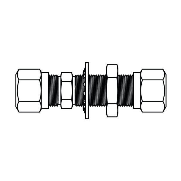 1474 - 06 - 06 Tube Bulkhead Union, Brass DOT Air Brake Fitting - GetHydraulics