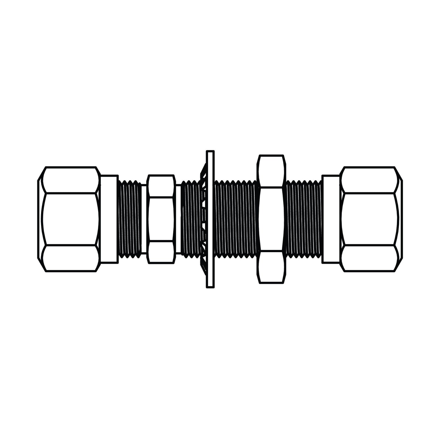 1474 - 08 - 08 Tube Bulkhead Union, Brass DOT Air Brake Fitting - GetHydraulics
