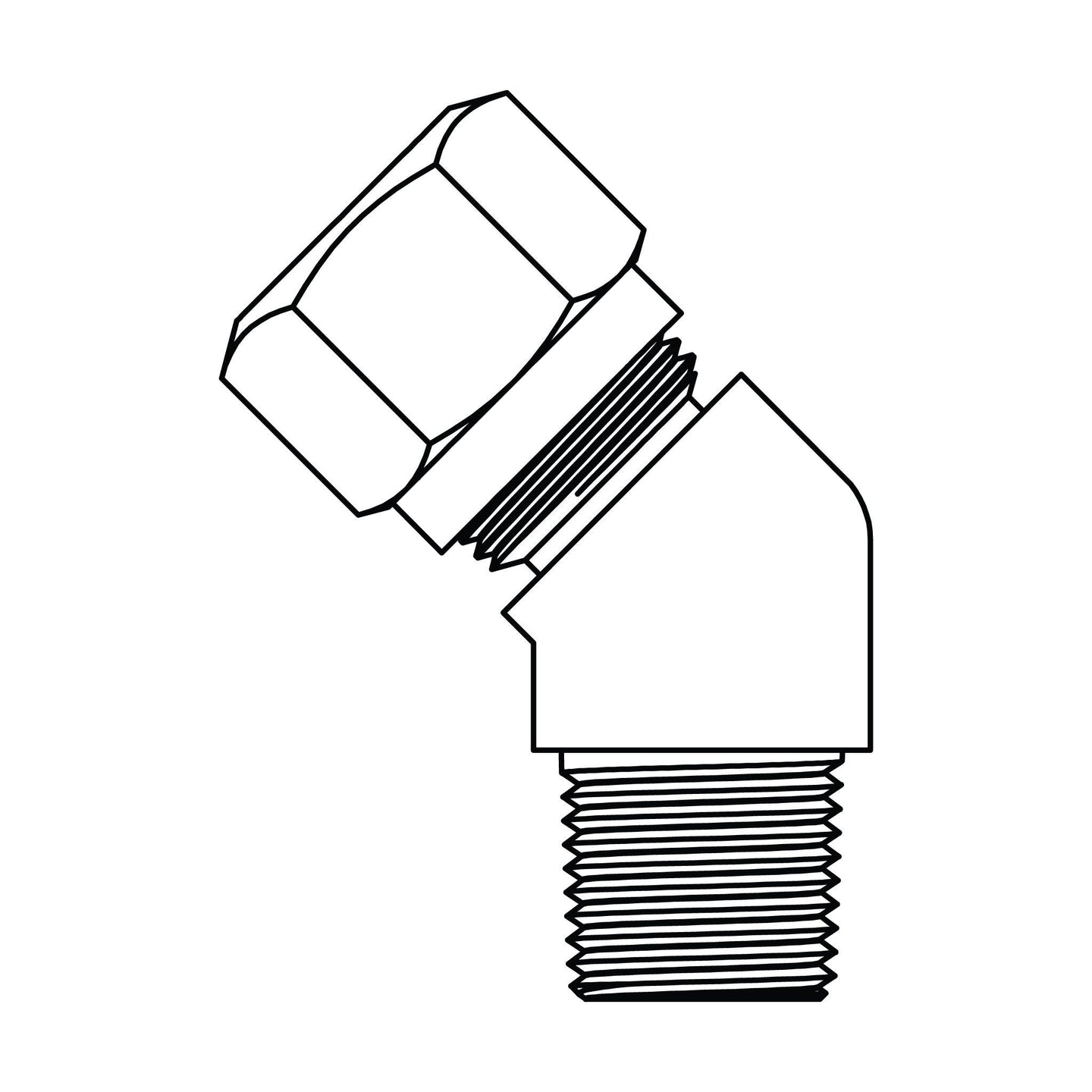 1480 - 06 - 02 Tube to Pipe Elbow 45°, Brass DOT Air Brake Fitting - GetHydraulics
