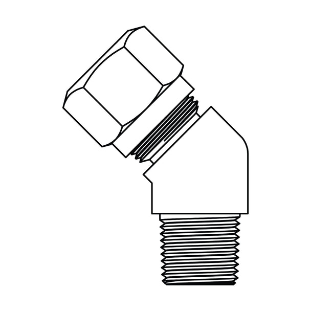 1480 - 08 - 08 Tube to Pipe Elbow 45°, Brass DOT Air Brake Fitting - GetHydraulics