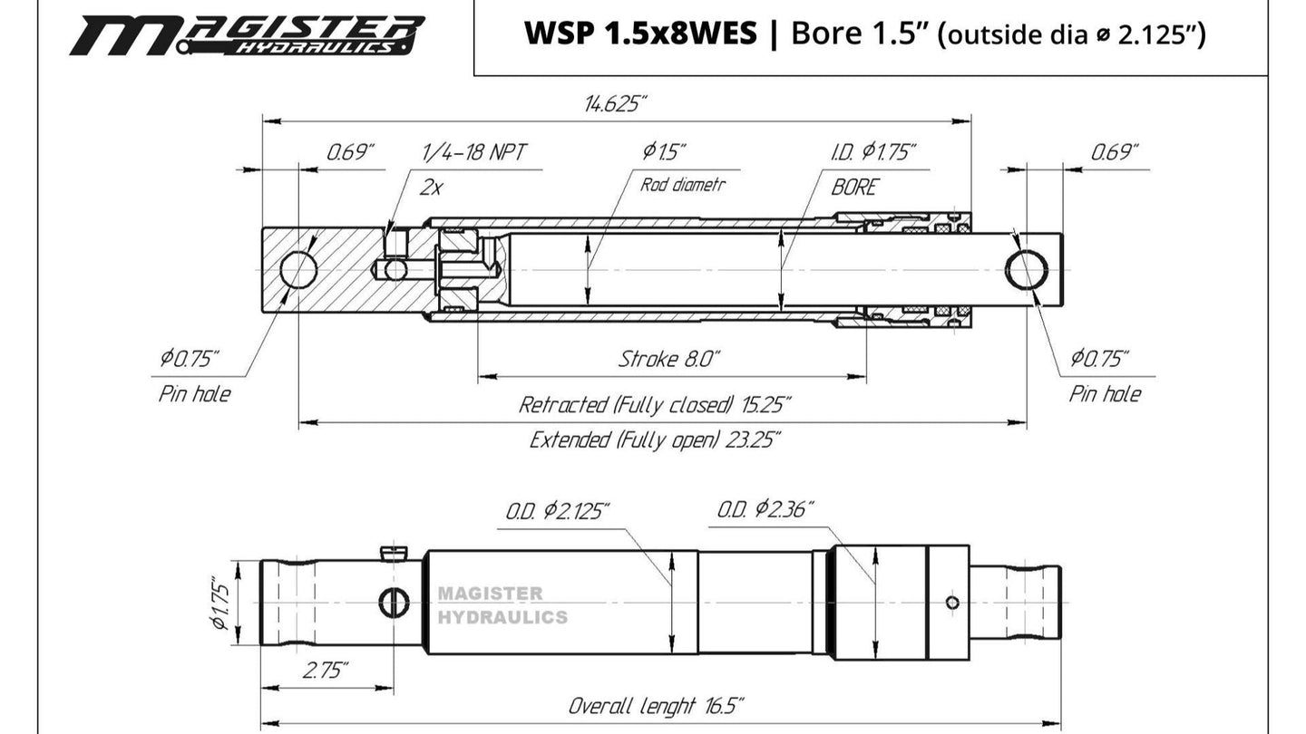 1.5" Bore Snow Plow Cylinders - GetHydraulics