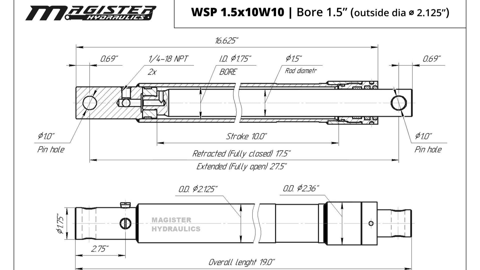 1.5" Bore Snow Plow Cylinders - GetHydraulics