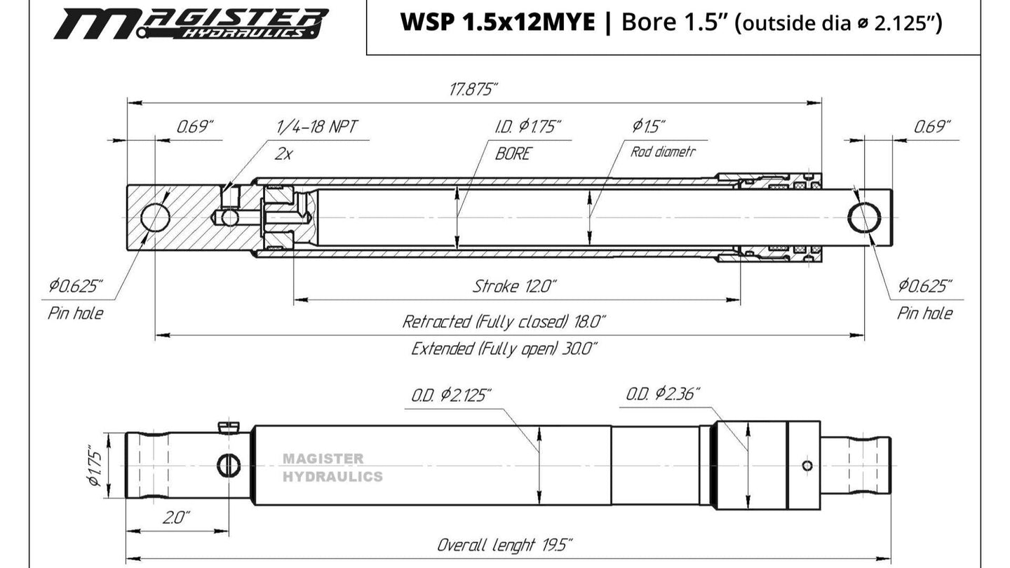 1.5" Bore Snow Plow Cylinders - GetHydraulics