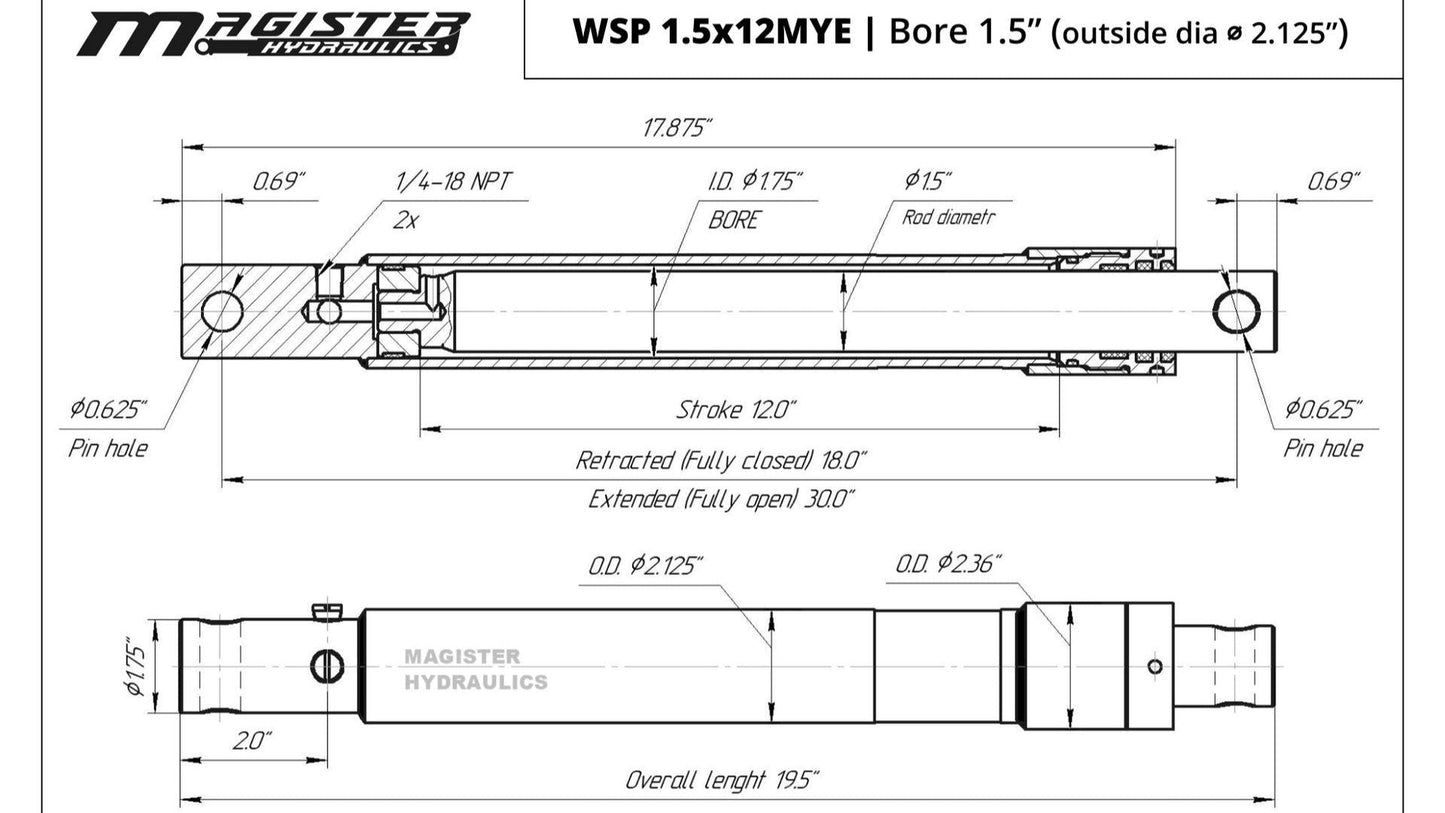 1.5" Bore Snow Plow Cylinders - GetHydraulics