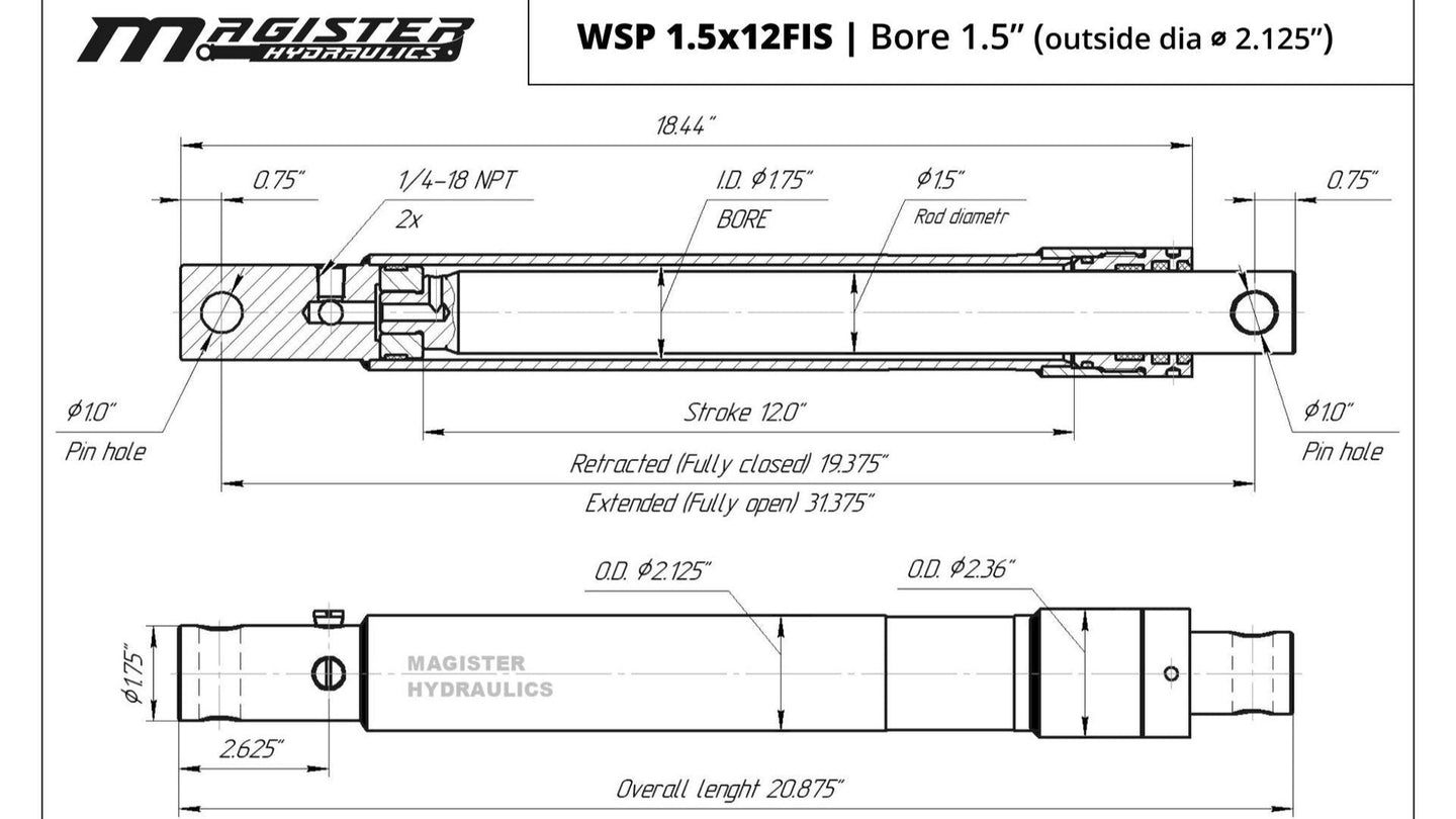 1.5" Bore Snow Plow Cylinders - GetHydraulics