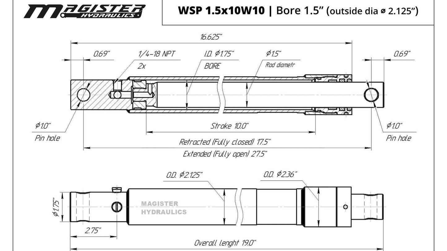 1.5" Bore Snow Plow Cylinders - GetHydraulics