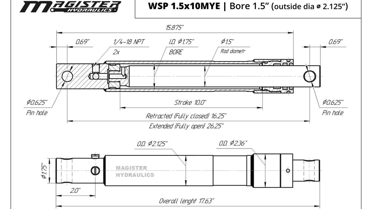 1.5" Bore Snow Plow Cylinders - GetHydraulics