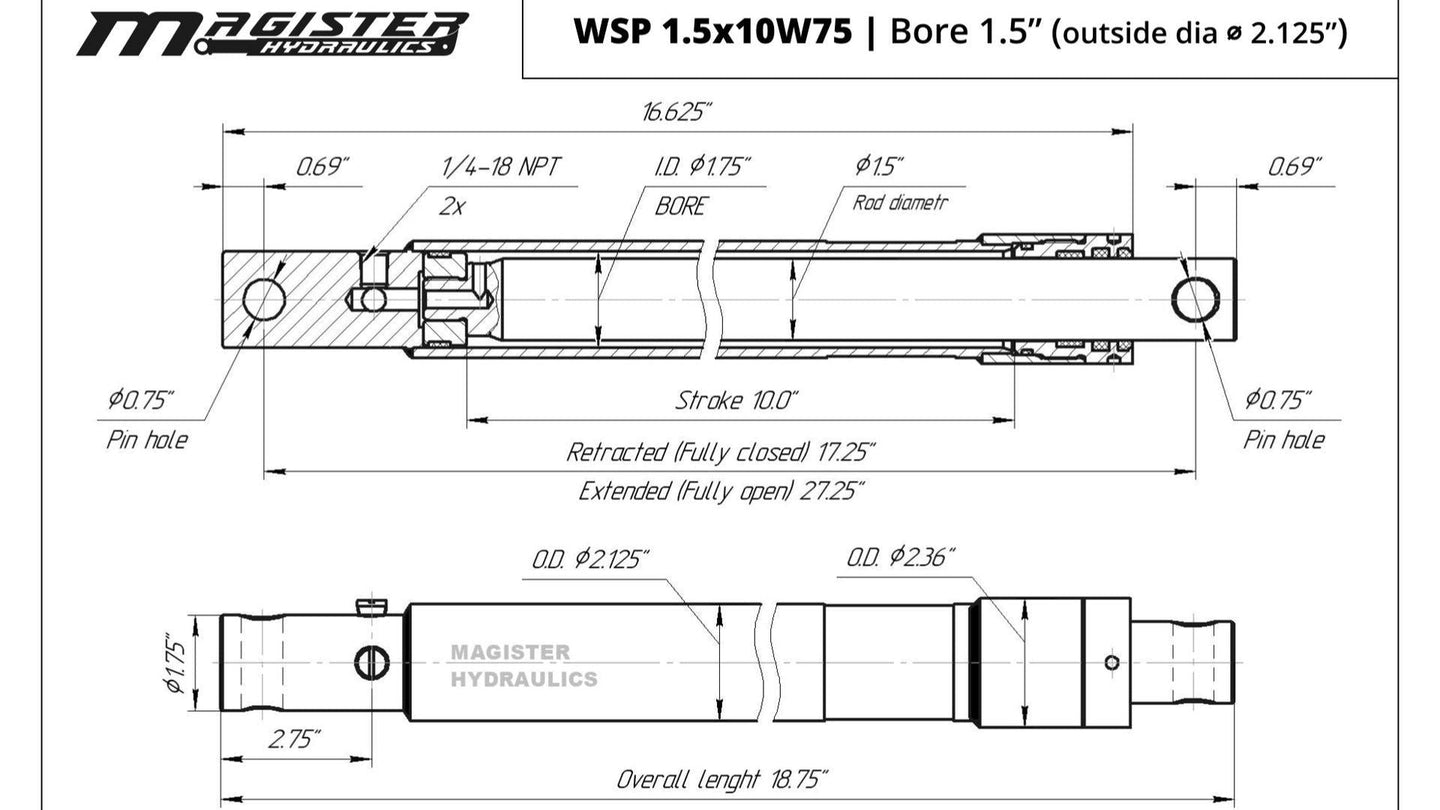 1.5" Bore Snow Plow Cylinders - GetHydraulics