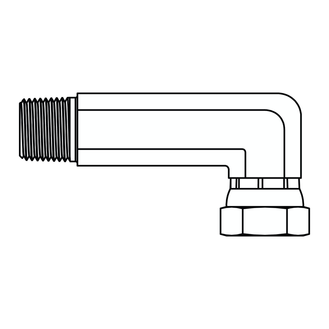 1501 - LL - 12 - 12 Pipe to Pipe Swivel Elbow 90 - Extra Long - GetHydraulics.com