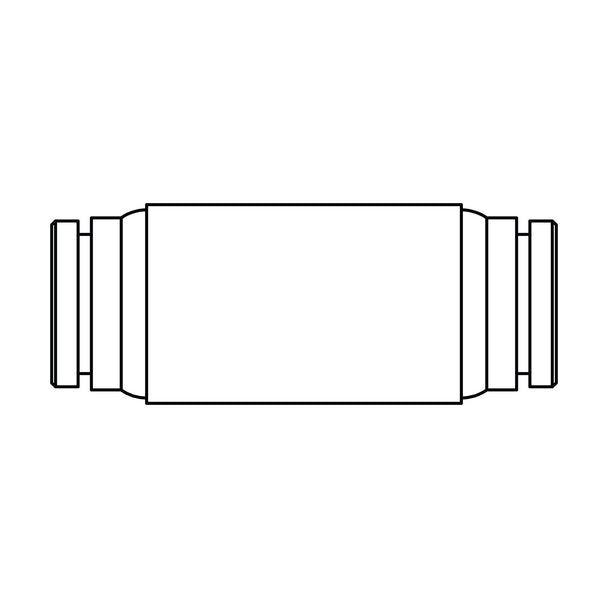 1562-02.5-02.5 Tube Union, Brass DOT Push-In Fitting