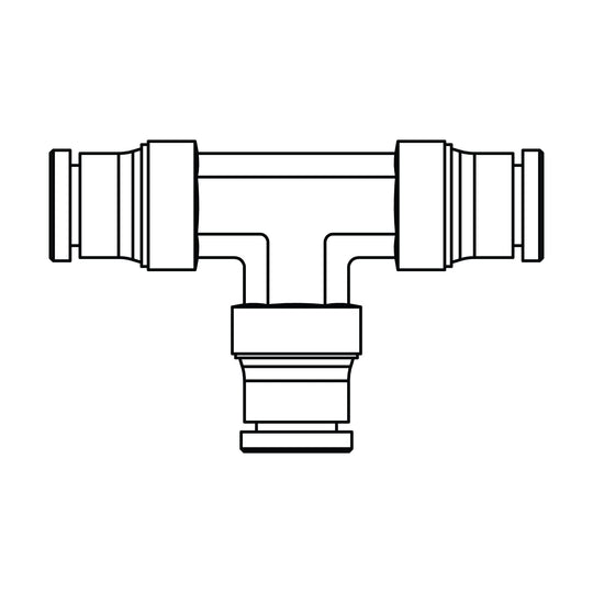 1564 - 04 - 04 - 04 Tube Union Tee, Brass DOT Push - In Fitting - GetHydraulics.com