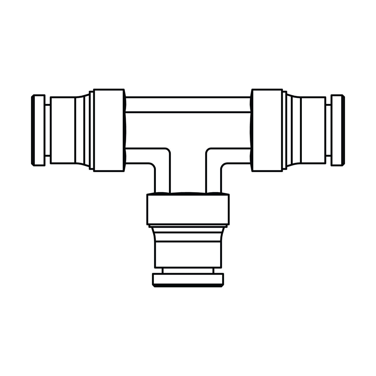 1564 - 12 - 12 - 12 Tube Union Tee, Brass DOT Push - In Fitting - GetHydraulics.com